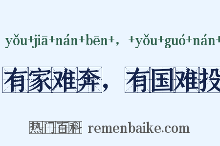 有家难奔，有国难投是什么意思的图片